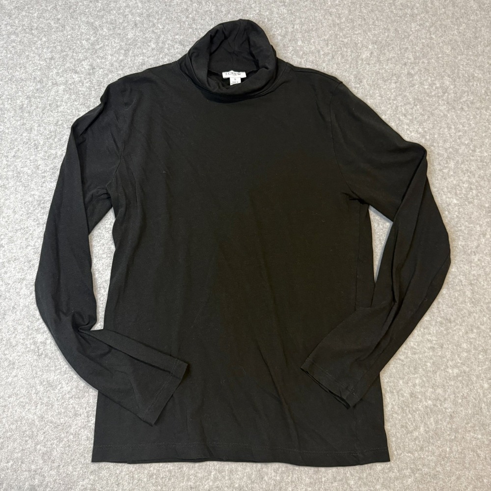 J Crew Perfect Turtleneck Long Sleeve Black Cotton Basic Layering Top S Womens